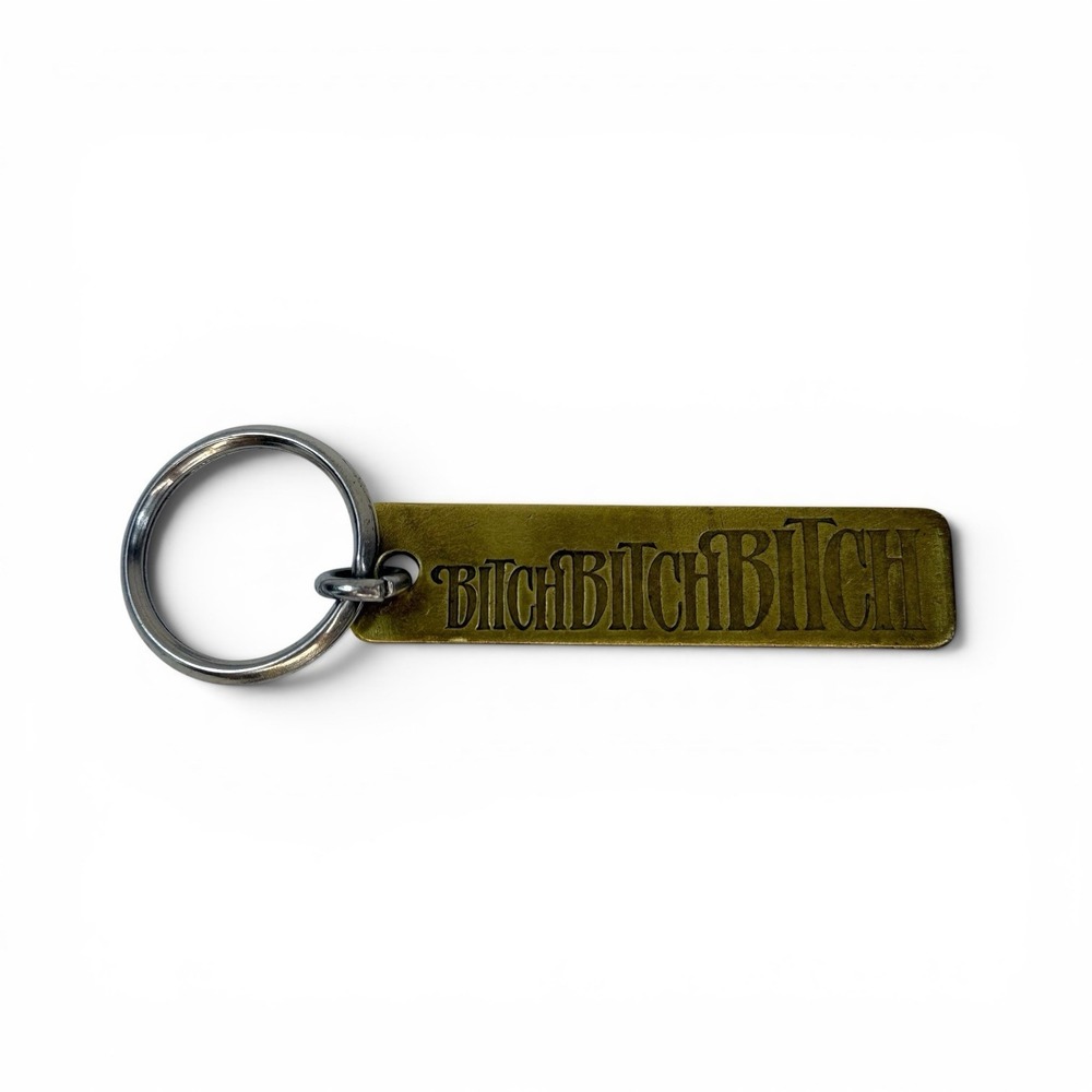 BitchBitchBitch Brass Tone Metal Bar Keychain Funny Novelty Purse Bag Charm Punk